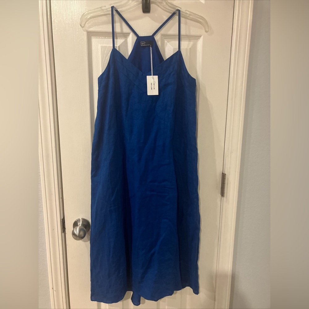 NWT GAP Strappy Blue 100% línea Midi Dress size 0. 012025-0024